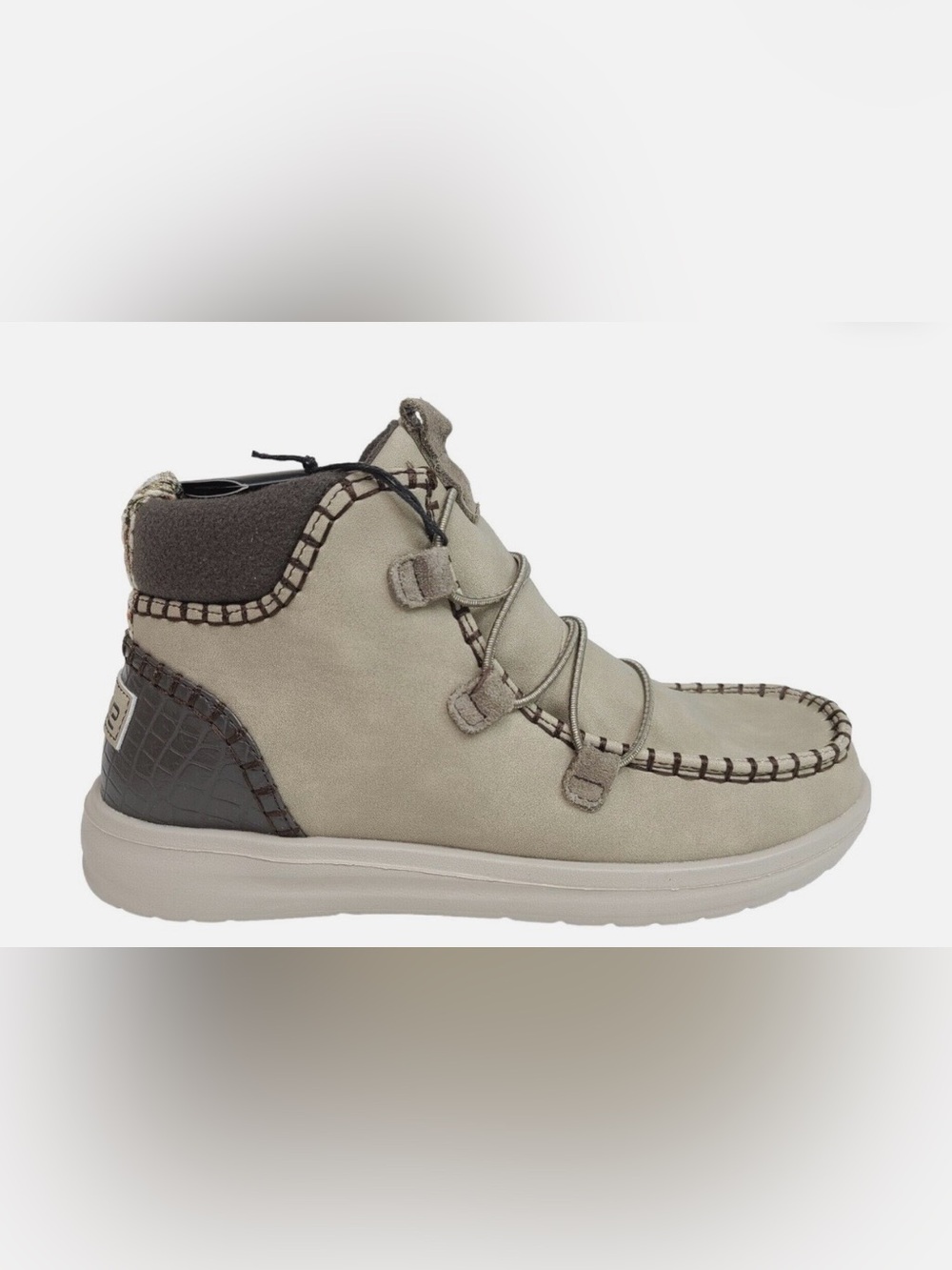 Hey Dude Men's Chukka Boot in Light Taupe with Dark Brown Accents